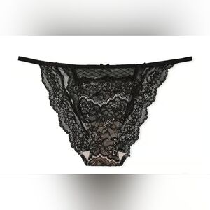 Victoria’s Secret-Dream Angels Lace & Mesh String Bikini-M-Black and Pink NWT